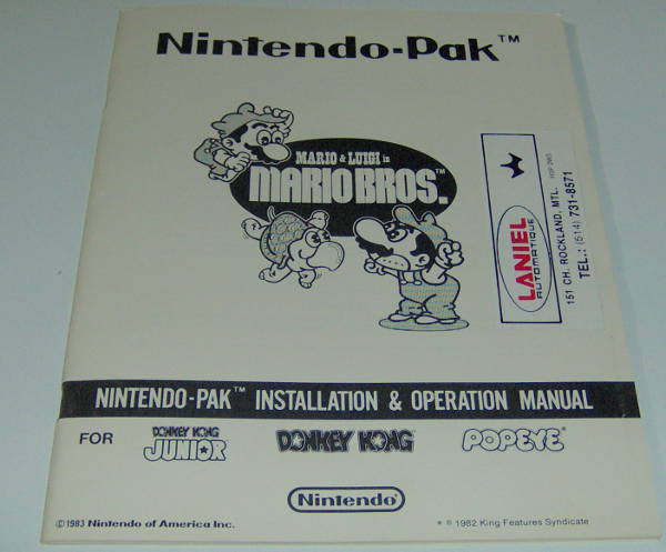 (image for) Nintendo Nintendo-Pak Mario Bros. Installation & Op Manual